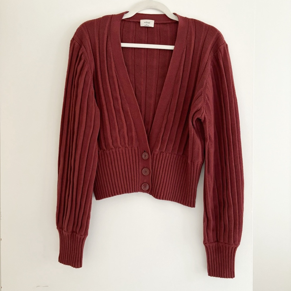 Wilfred Burgundy Ribbed Cardigan